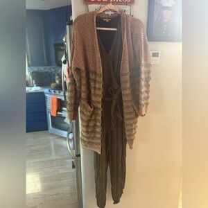 Anthropologie Jumpsuit & Chenille Cardigan